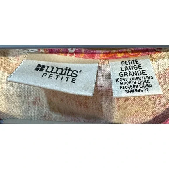 Units Petite L Linen Tank Top Pink Paisley Print Sleeveless Summer Blouse‎ NWT - Picture 3 of 3